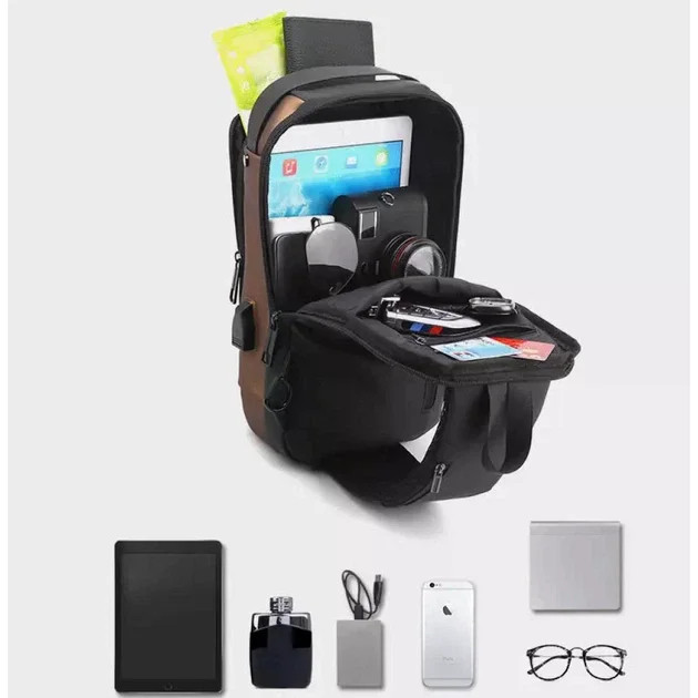 Нагрудна сумка Backpac XL-1514100 чорно-сіра маленька • Сумка через плече з протикрадіжним кодовим замком для міста, поїздок і документів  Нагрудна сумка Backpac XL-1514100 — зручний компактний аксесуар для міста, прогулянок, поїздок, роботи, навчання та 
